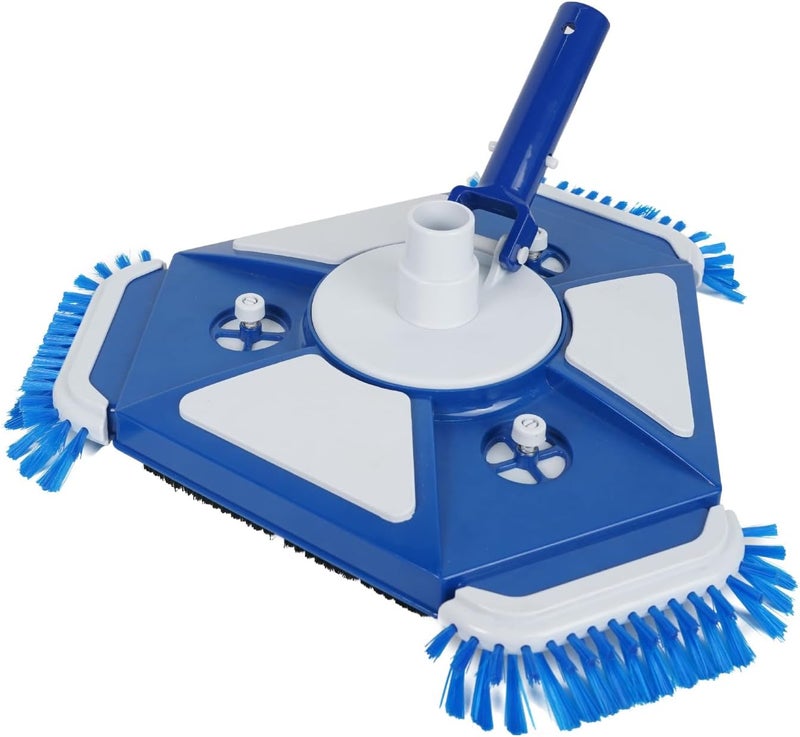 JSPJSP Upgraded Swimming Pool Vacuum Head, Heavy-Duty Swimming Pool Vacuum Head with Side Brush and Universal rotatable Hose Adapter, Weighted Triangular Vacuum Head - Image 1